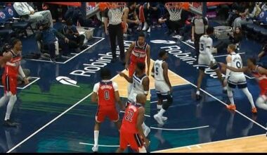 Anthony Edwards points at Alex Sarr after bucket then Sarr does it back 30secs later 😂