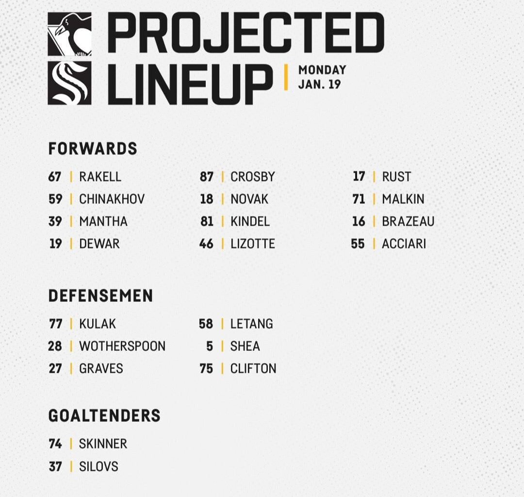 Lineup for today. Skinner starts and lines stay the same.