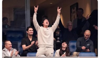 Tatsuya Imai, the Houston Astros’s newest Japanese pitcher, throws up the H at the Texans game