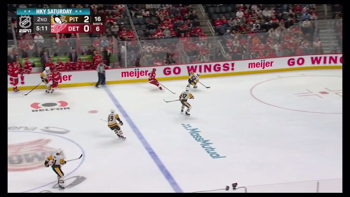 Debrincat scores on the Wings second shot of the period