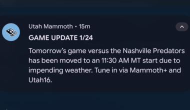 Tomorrow's game has been moved up to 11:30am MDT due to weather