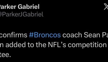 [Gabriel] Source confirms #Broncos coach Sean Payton has been added to the NFL’s competition committee.