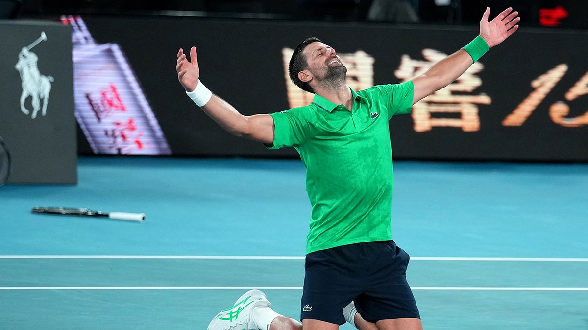 Novak Djokovic celebrates win