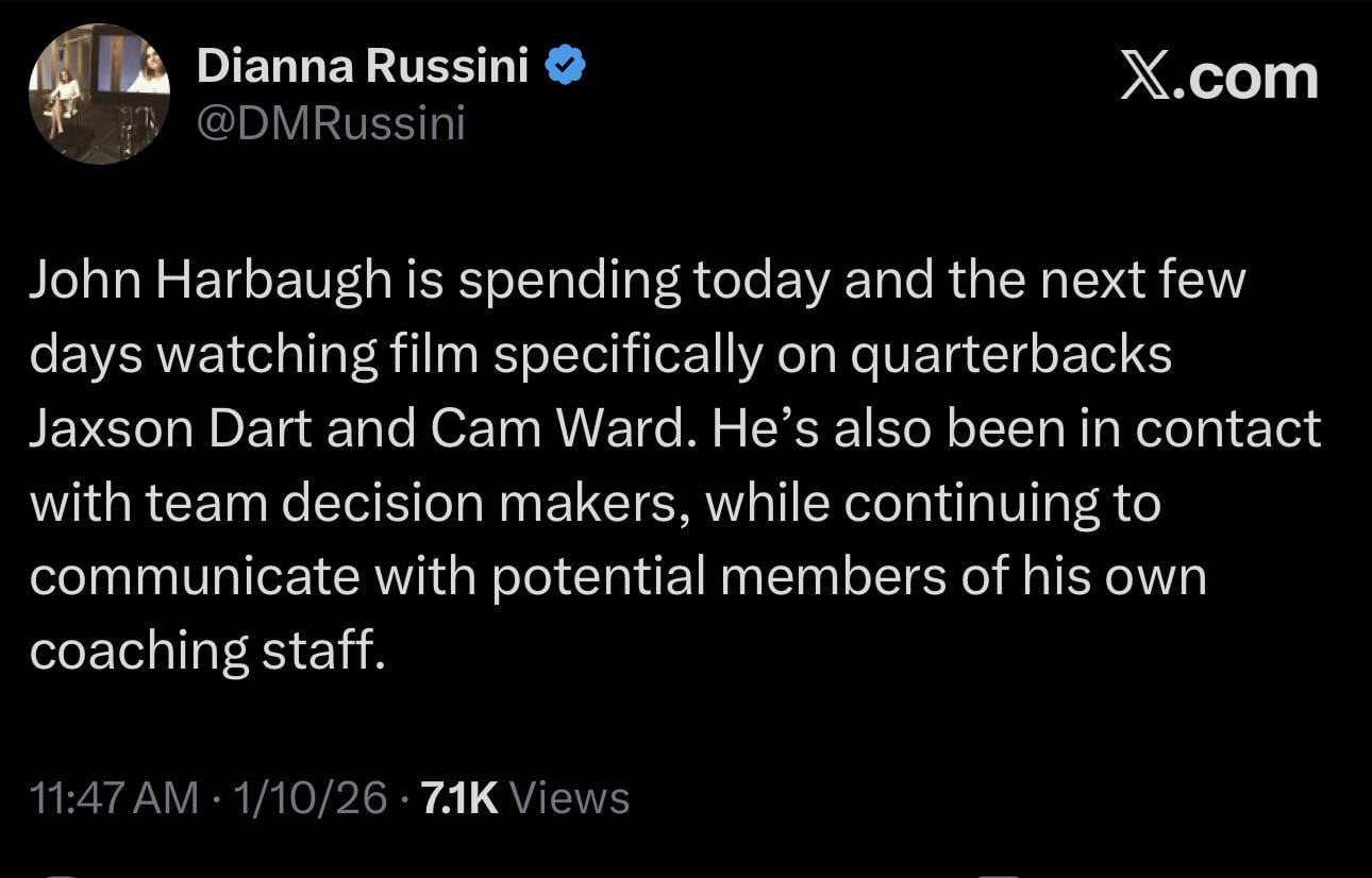 John Harbaugh is watching Cam Ward film