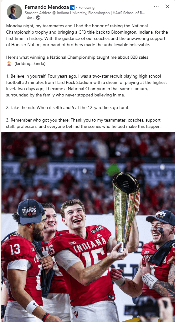 What winning a Natty can teach you about B2B sales (take Notes TB12)