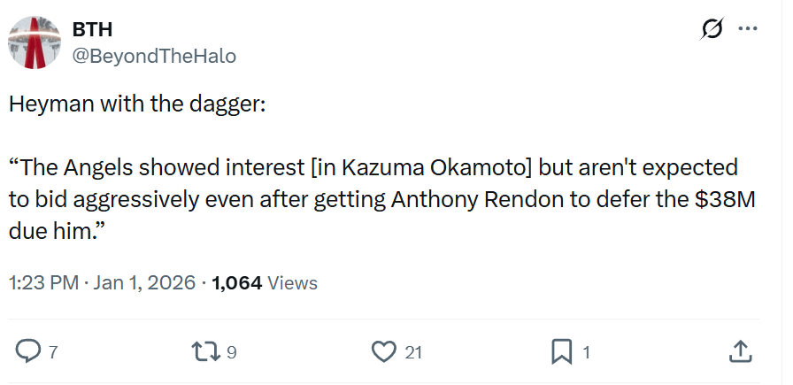 Angels appear to be out on Okamoto