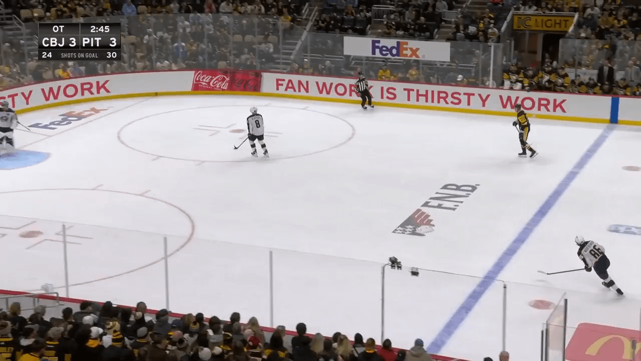 Elvis Merzļikins took a mid-OT water break
