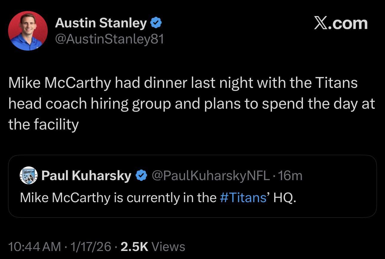 Titans seem very serious about Mike McCarthy