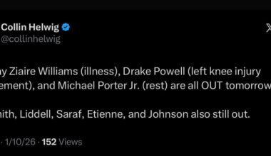 MPJ is OUT for “Rest” for the 1st leg of The B2B; Drake Powell and Ziaire Williams are also OUT!