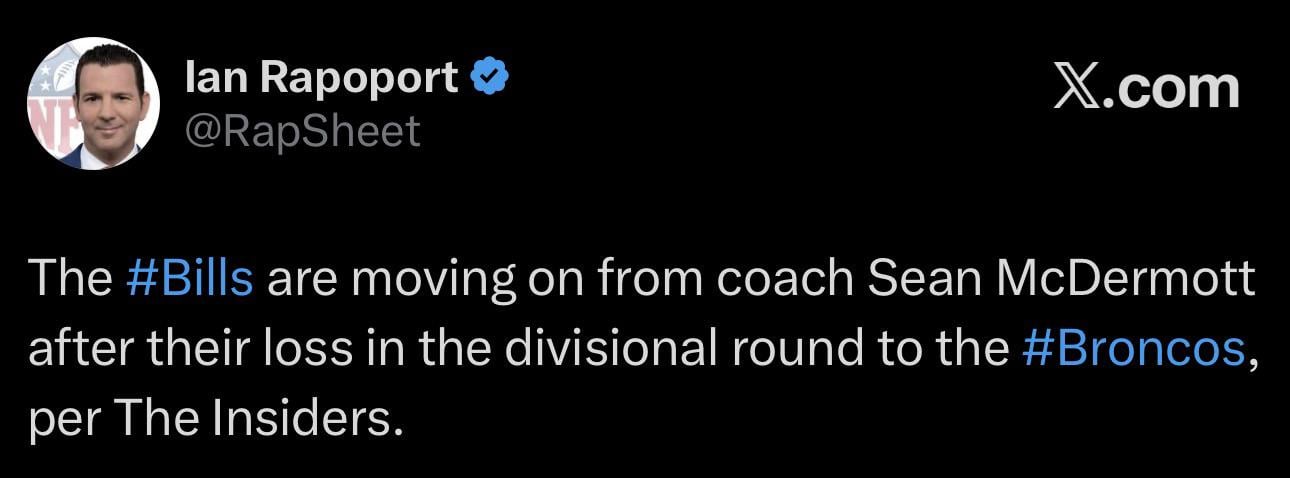 Buffalo Bills have fired Sean McDermott