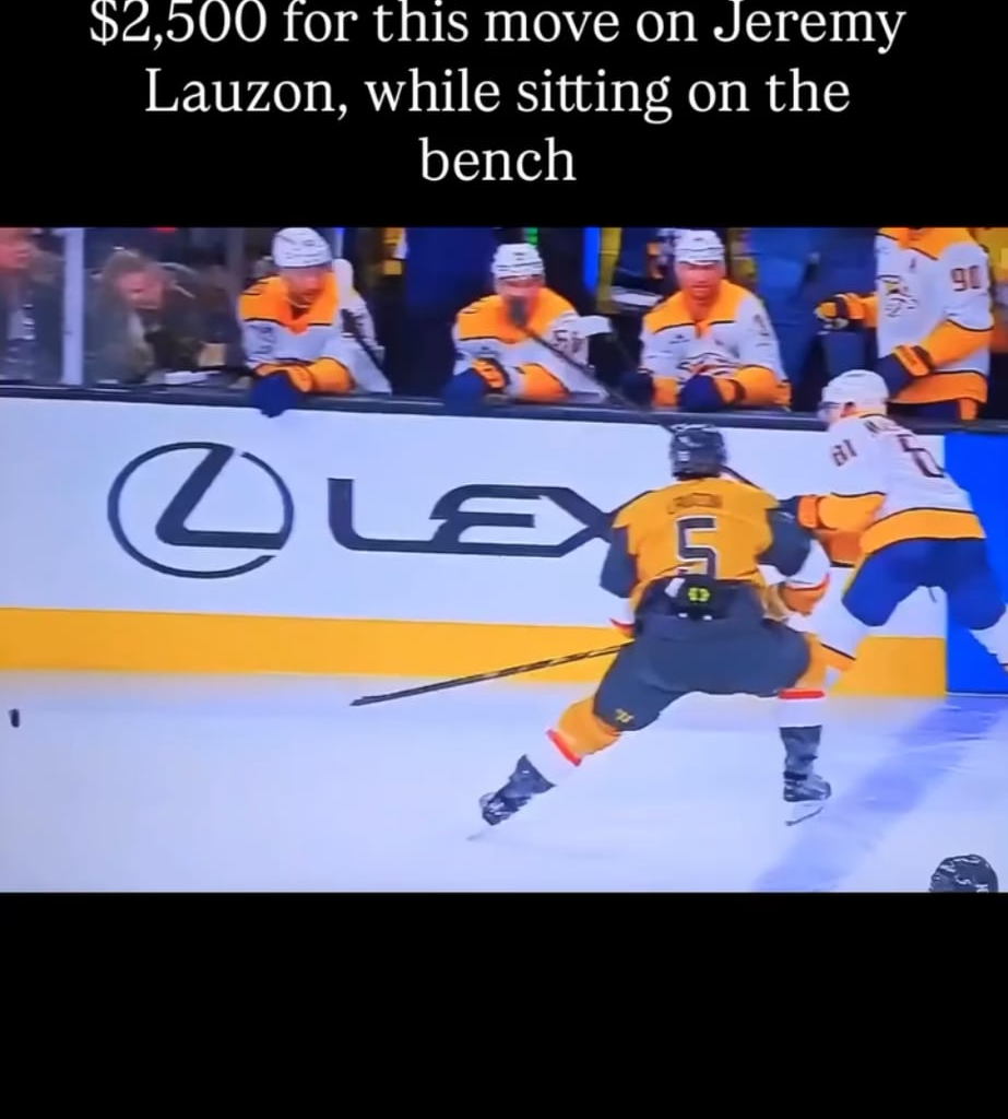Saw it mentioned but no video, this is the Stamkos stick on Lauzon from bench, fined $2500