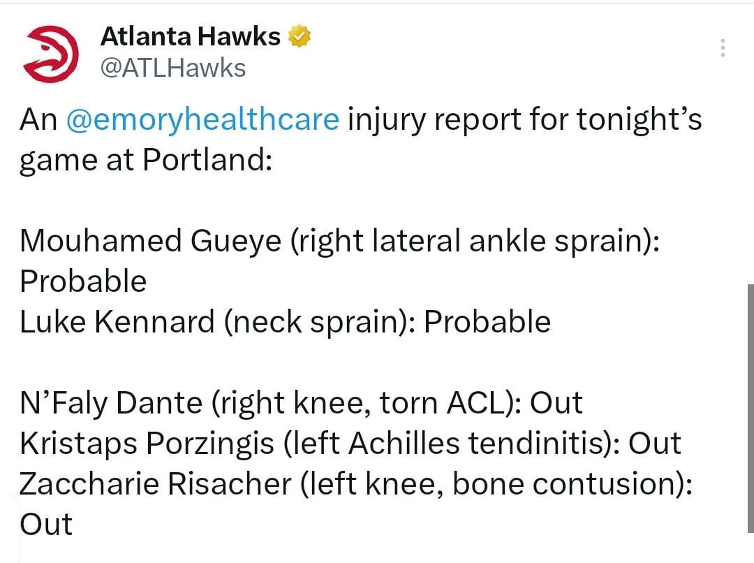 Injury report update: Mo, Luke - probable; KP, Zacch - out