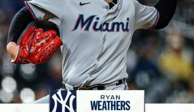 The Yankees acquire Ryan Weathers from the Marlins in exchange for prospects.