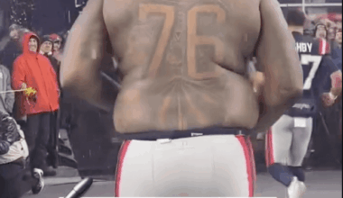 Morgan Moses has his name and number tattooed on his back