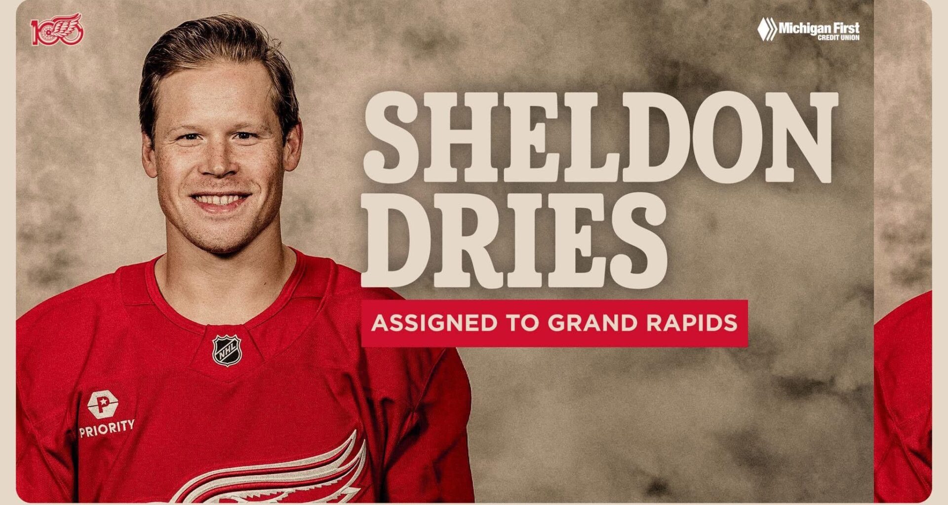 UPDATE: The #RedWings have assigned Sheldon Dries to the AHL’s Grand Rapids Griffins.