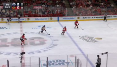 Tyler Bertuzzi cleans up Wyatt Kaiser's rebound for his 24th goal of the season