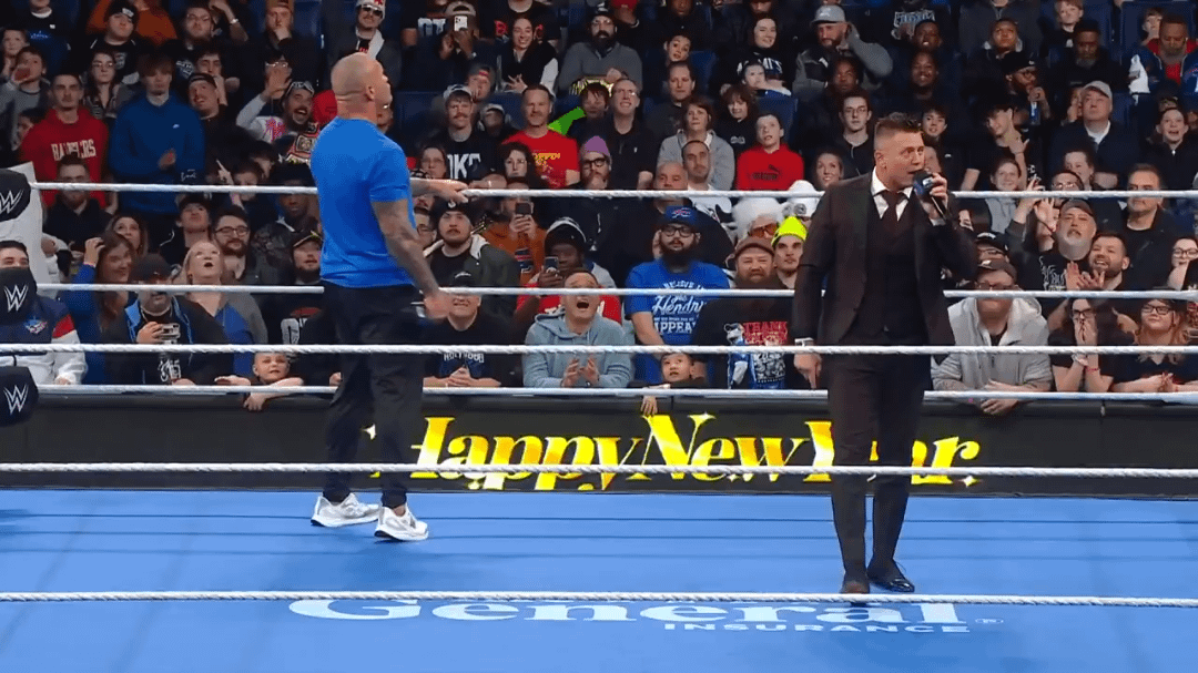 Randy Orton wearing a sick Sabres inspired shirt on Smackdown