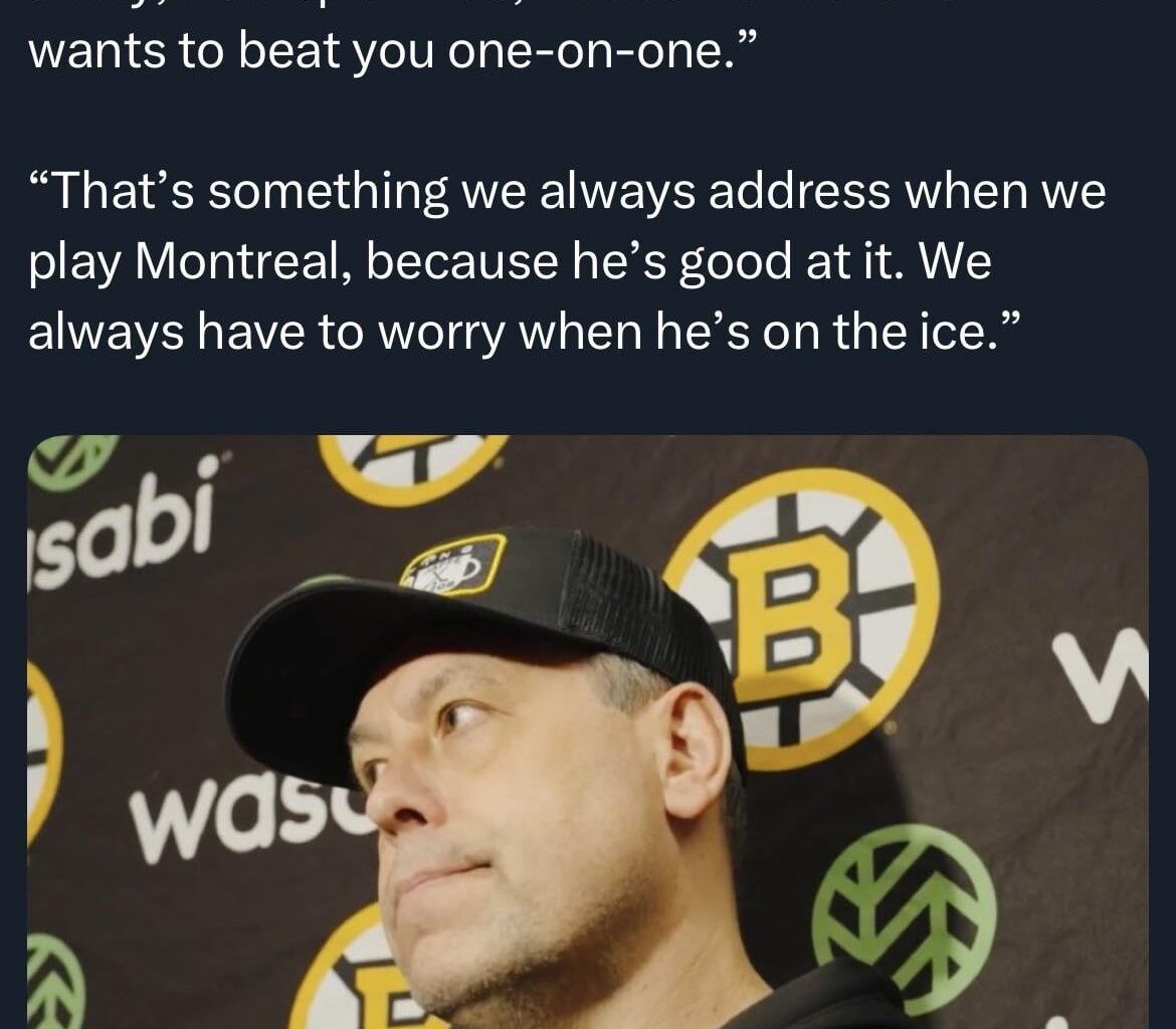 Boston Bruins coach Marco Sturm today on Lane Hutson