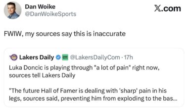 Dan Woike debunks the reports from the recent Lakers Daily article saying Luka is playing through a lot of pain, including "sharp" pain in his legs.