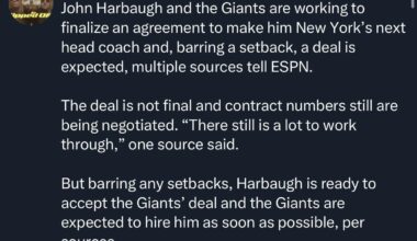 John Harbaugh to the Giants.
