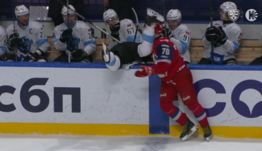 Egor Surin forces Brady Lyle into a line change