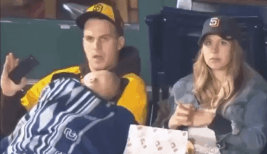 Daddy appears on jumbotron and tells the crowd to be quiet and not wake up his baby.