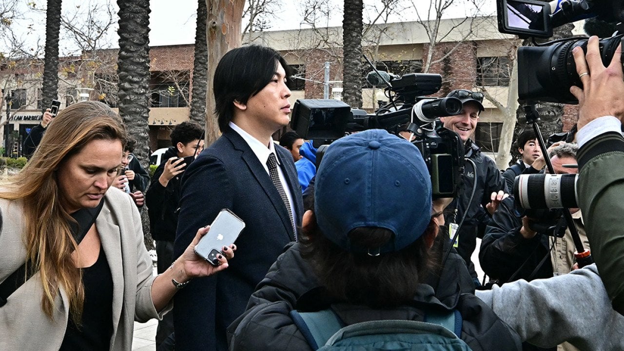Japanese interpreter, Ippei Mizuhara, leaves the Ronald Reagan Federal Building and Courthouse in Santa Ana, California, on February 6, 2025.