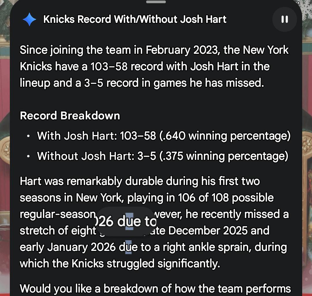 Just so we're clear how important Josh is to this team. Get well soon!
