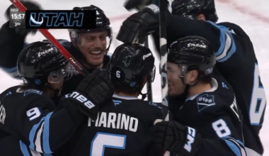 John Marino with a loop-de-loo over Oettinger to make it 2-1 Mammoth