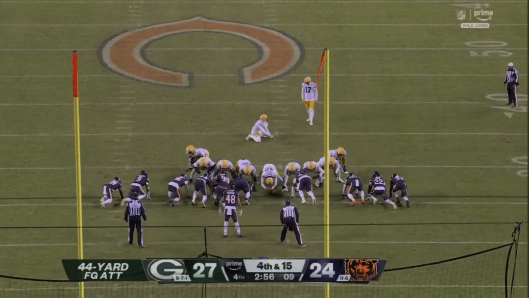 [Highlight] In back to back weeks, Aaron Rodgers wins by a 44 yard field goal miss, and his former team misses a 44 yard field goal to leave the Bears with ample time to score late