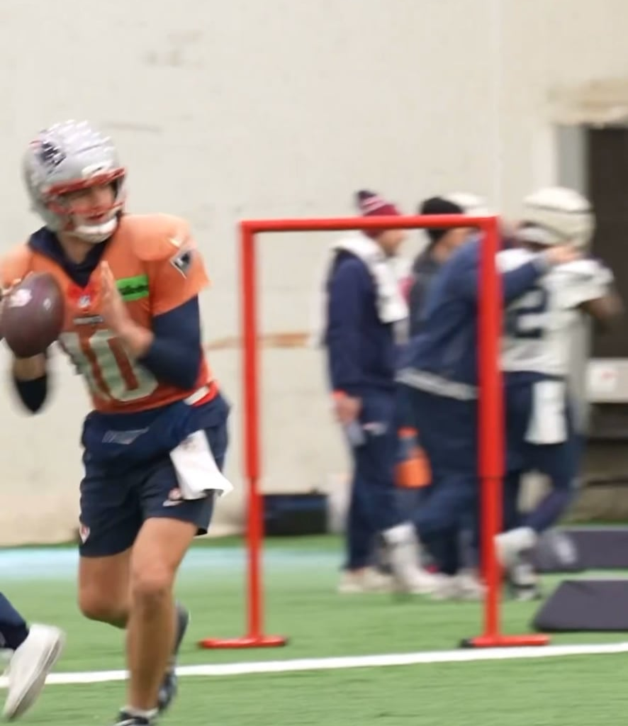 Drake Maye Is All Smiles In Practice For The AFC Championship game