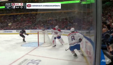 Cole Caufield gets his own rebound and roofs it to open the scoring in Buffalo