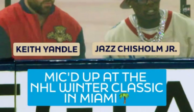 Keith Yandle and Jazz Chisholm Jr watch the 2026 Winter Classic.