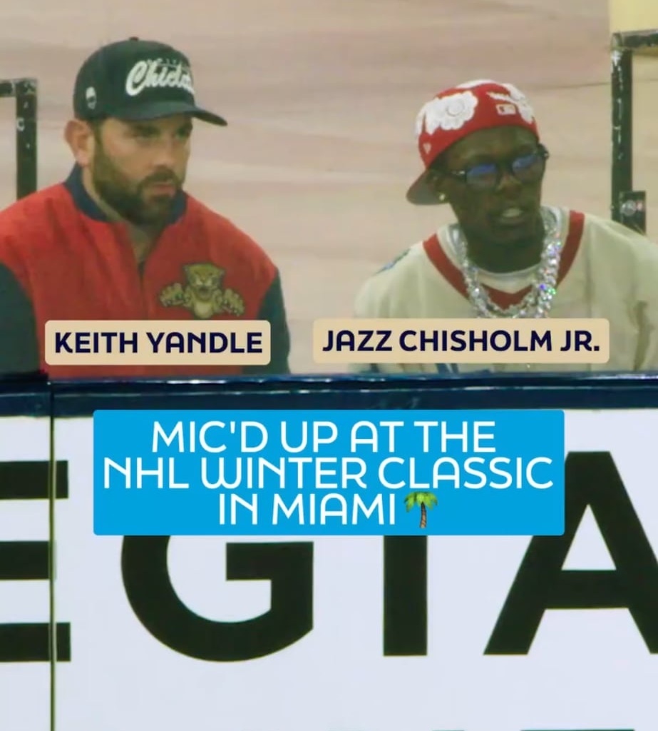 Keith Yandle and Jazz Chisholm Jr watch the 2026 Winter Classic.