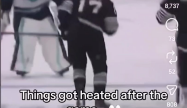 Dougie Hamilton tried to skate into Gru after the game.