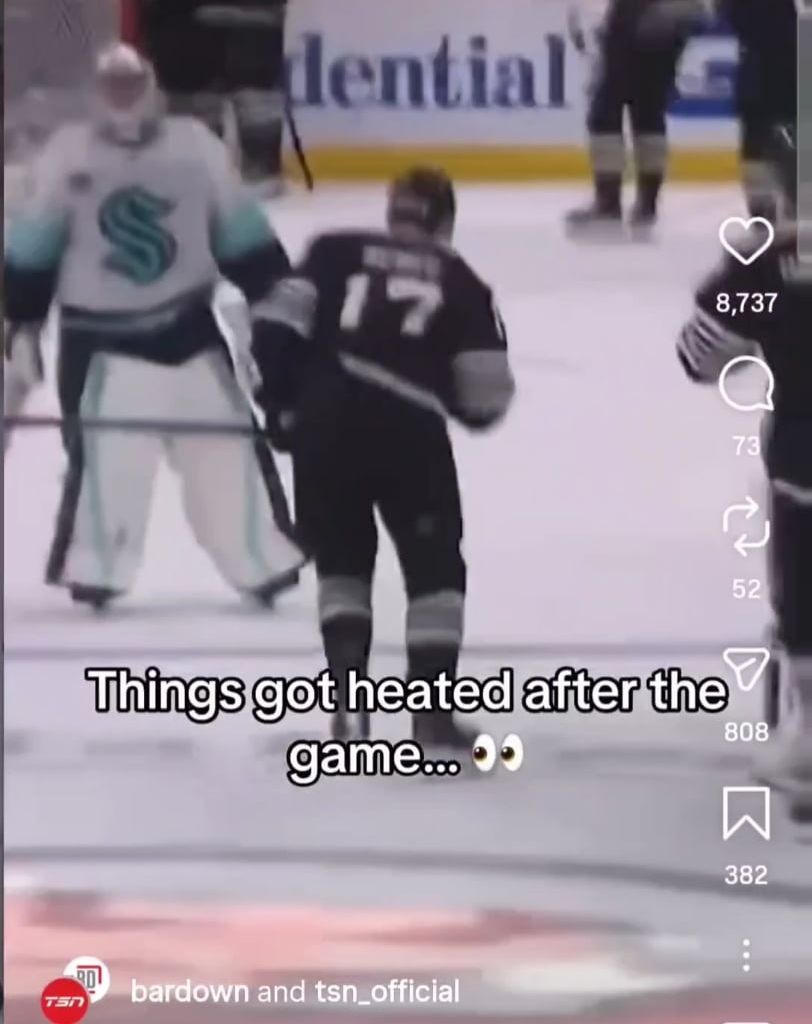 Dougie Hamilton tried to skate into Gru after the game.