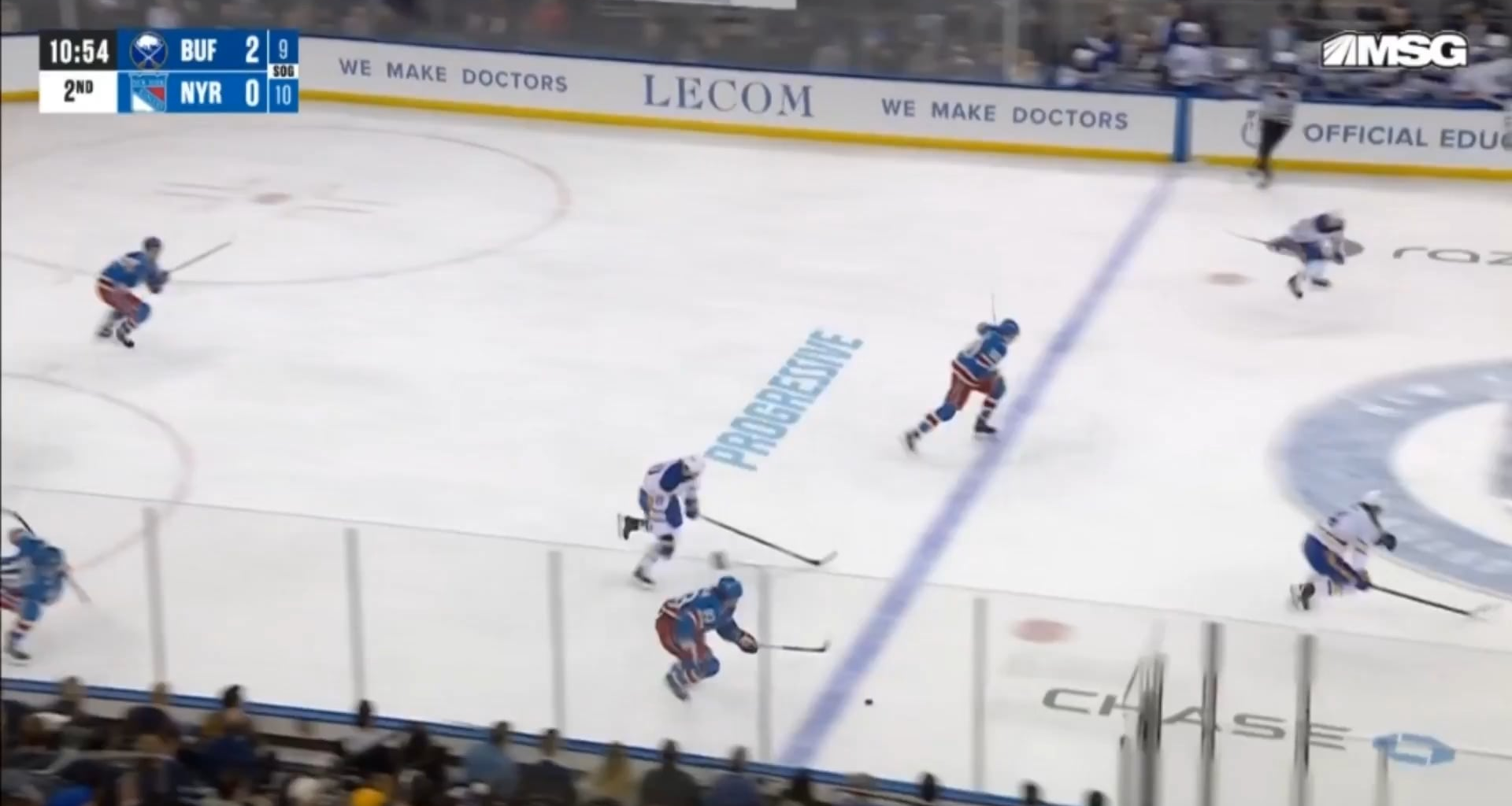 Fresh out of the box after getting a penalty for arguing with the refs, Troch takes a shot that gets deflected into the ref's face