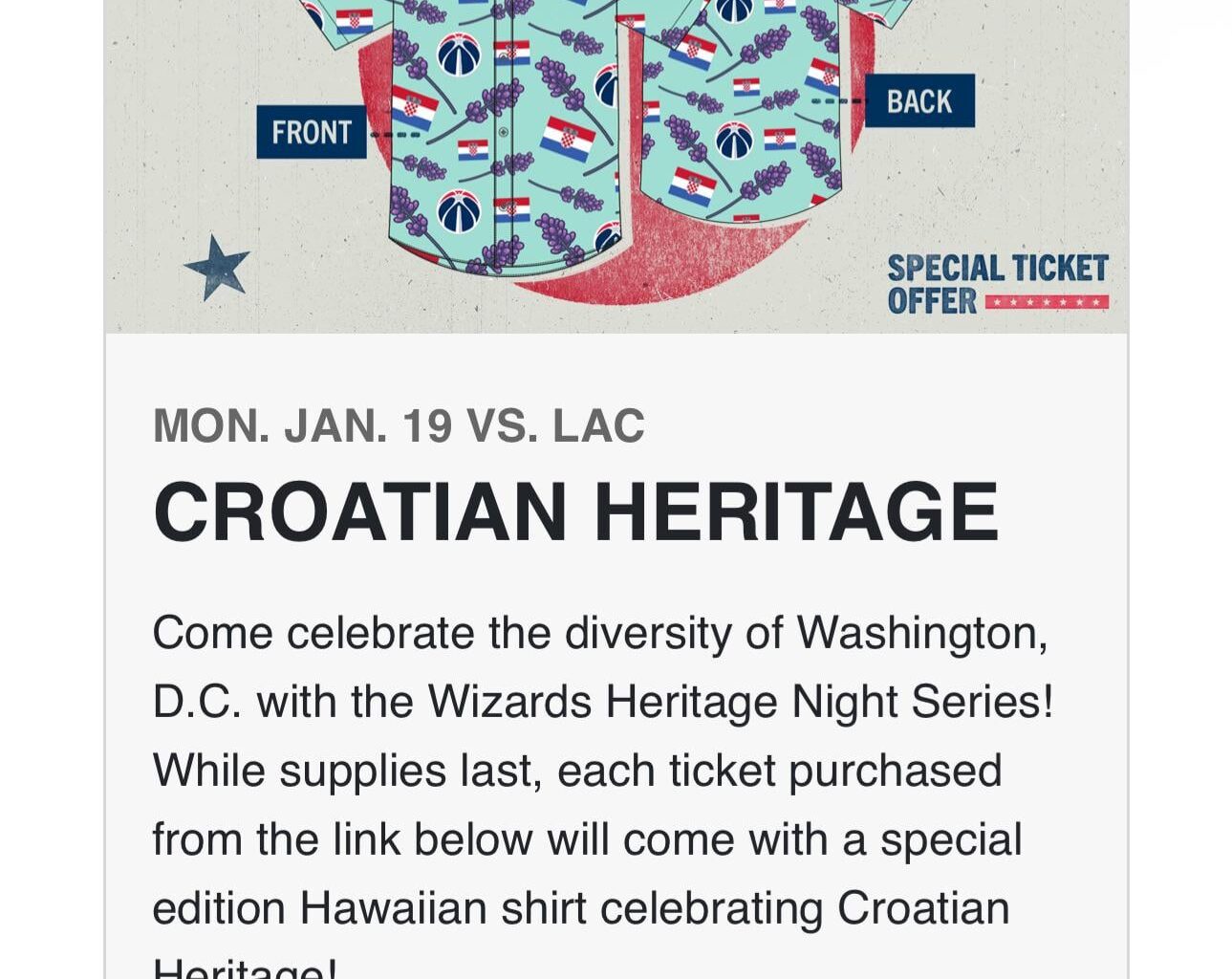 Is anyone going to the game tonight that's willing to sell me their Croatian heritage shirt?