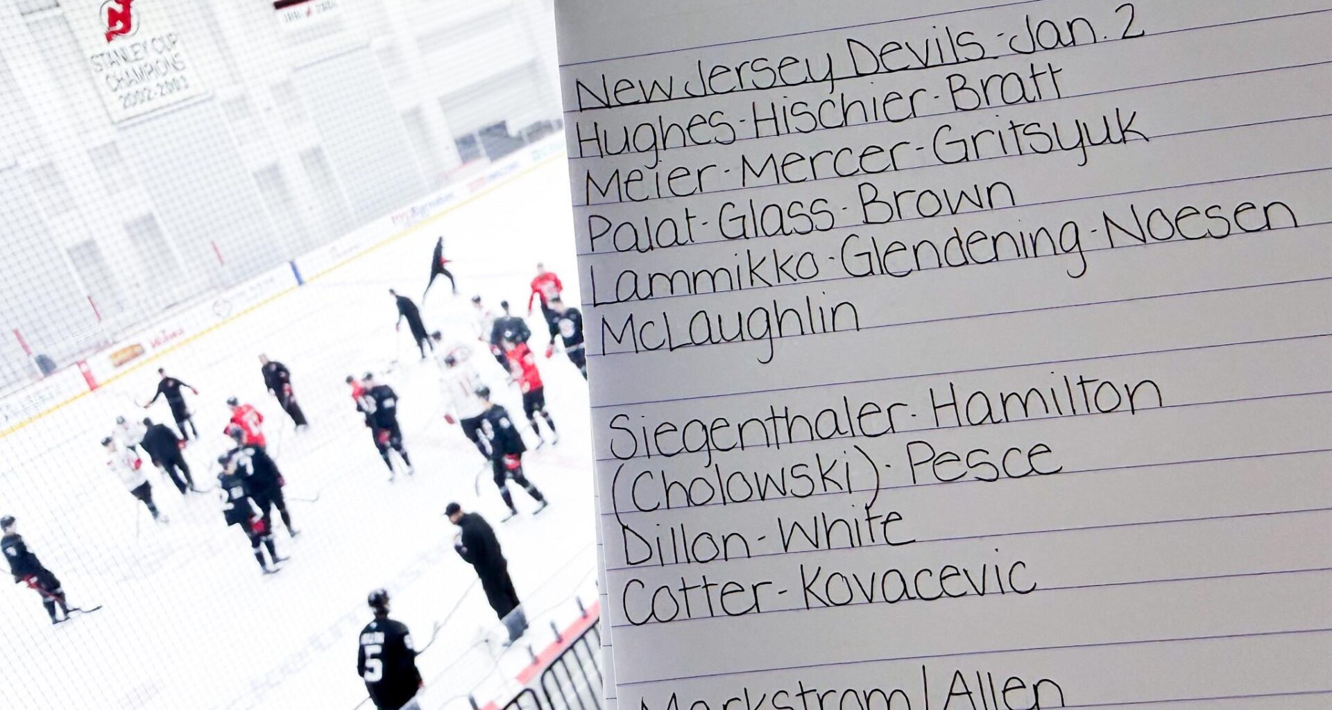 12/2 Practice Lines - Paul Cotter coming out and Juho Lammikko taking his spot. Cholowski is serving as a placeholder for Luke Hughes who is not on the ice today.