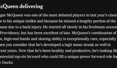 Lightning McQueen Update from The Athletic