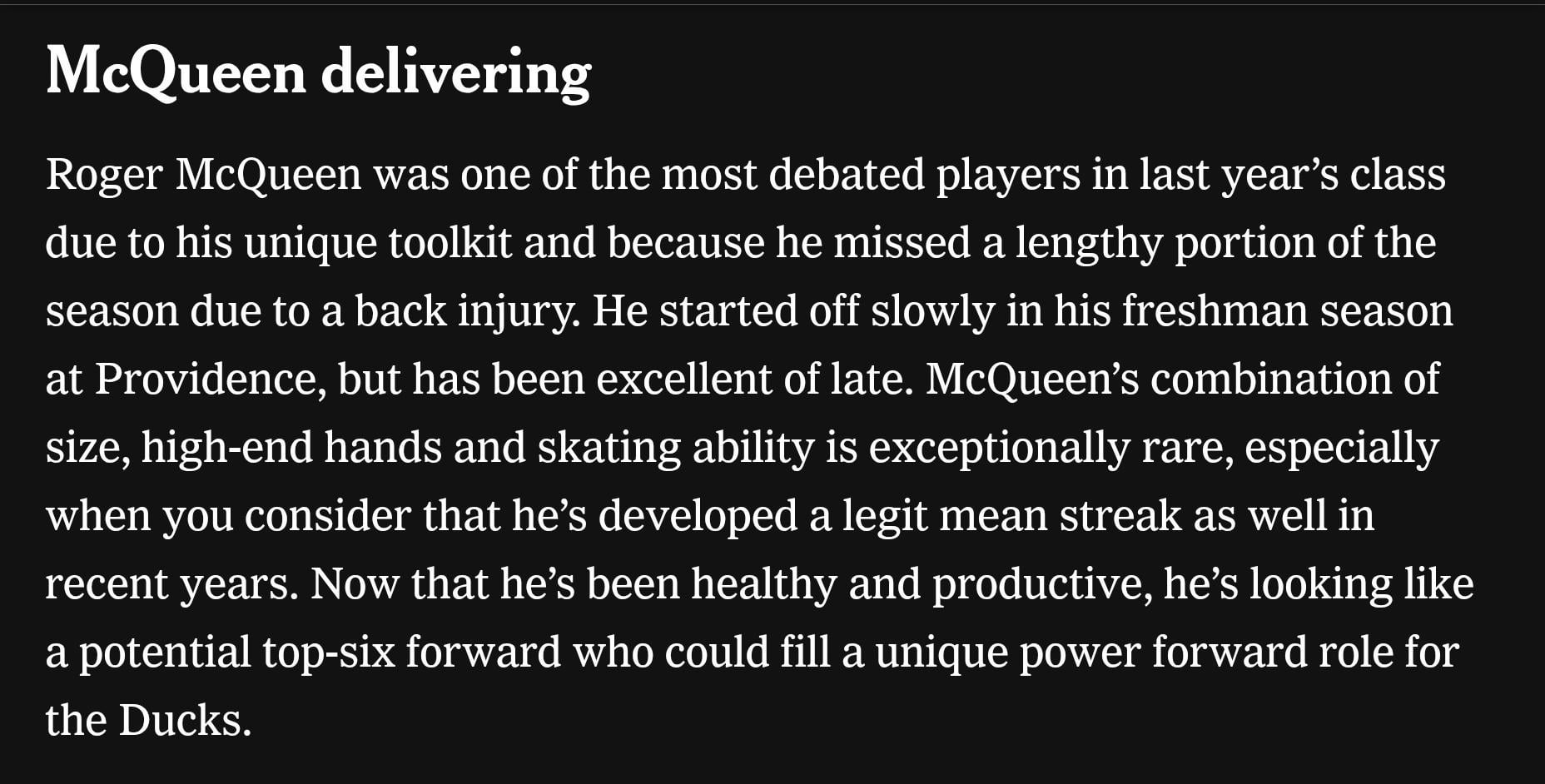 Lightning McQueen Update from The Athletic