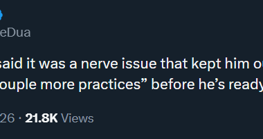 [Dua] Anthony Stolarz said it was a nerve issue that kept him out. Feels good, thinks it’ll be a “couple more practices” before he’s ready to be back