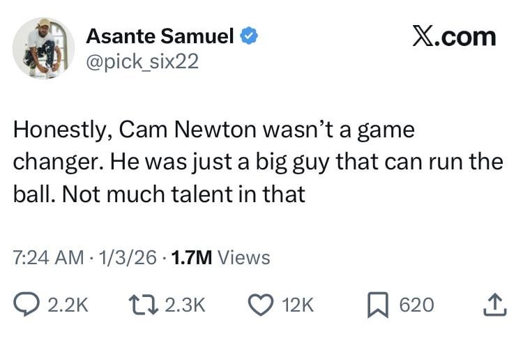 Asante Samuel weighs in on Cam Newton’s claim that Drake Maye isn’t a “game changer”