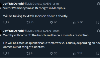 [McDonald] Wemby available tonight vs Memphis