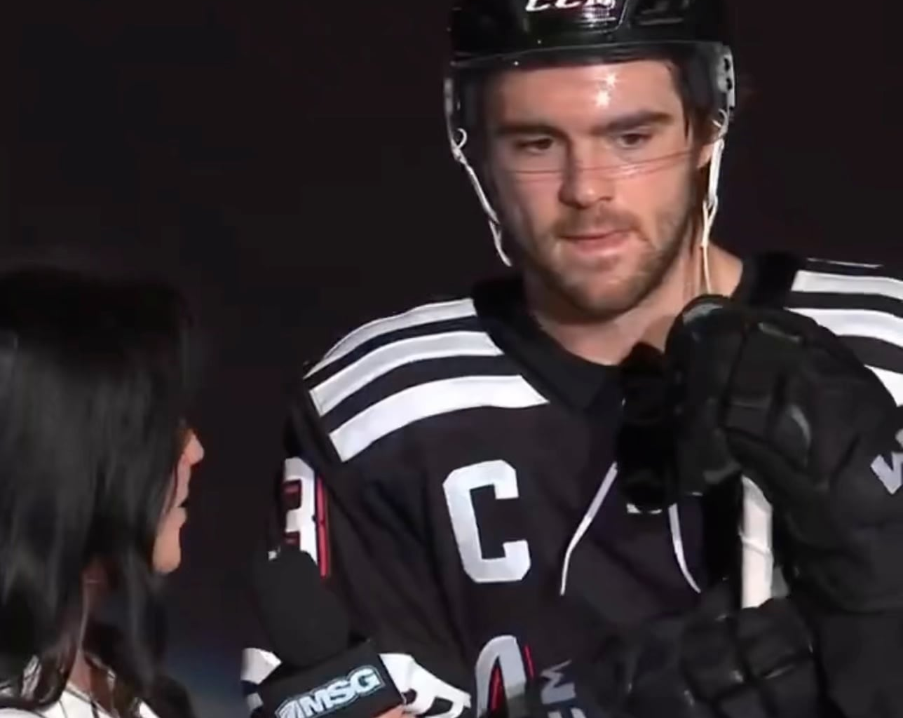 Nico lights up as the crowd cheers during his Star of the Game interview when asked about the fan support at The Rock