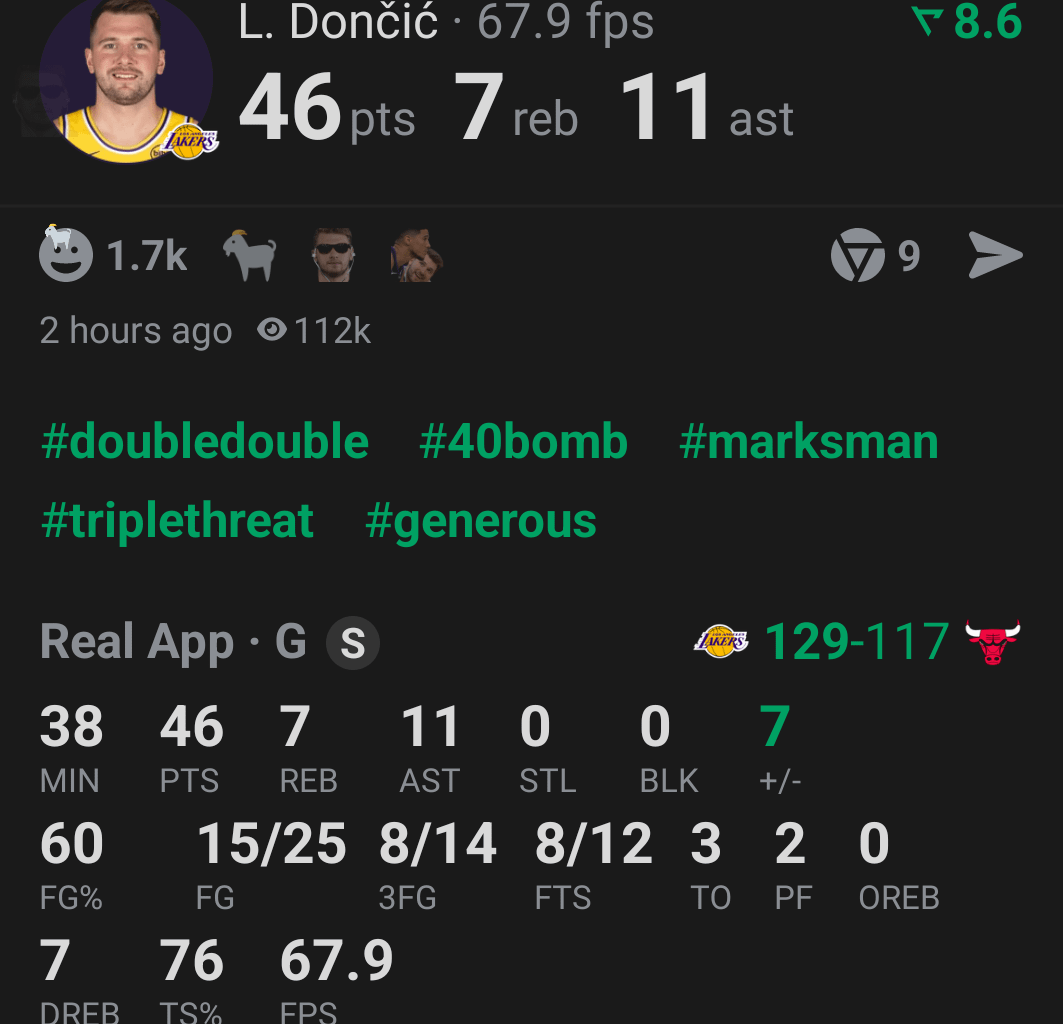 Luka was in the zone against the Bulls: 46pts, 11ast, and 7reb 🪄