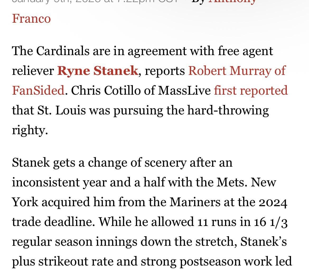 Stanek to the Cards (via MLBTR)