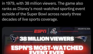 Texans-Patriots was the most watched event in ESPN history