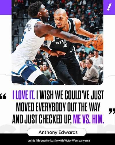 Ant v Wemby is it! Thank God it’s these two teams and these fans!!