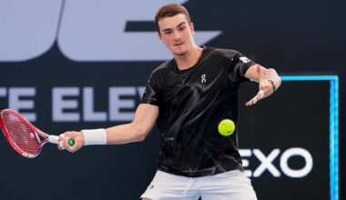 Joao Fonseca trained in Brisbane ahead of the tournament.